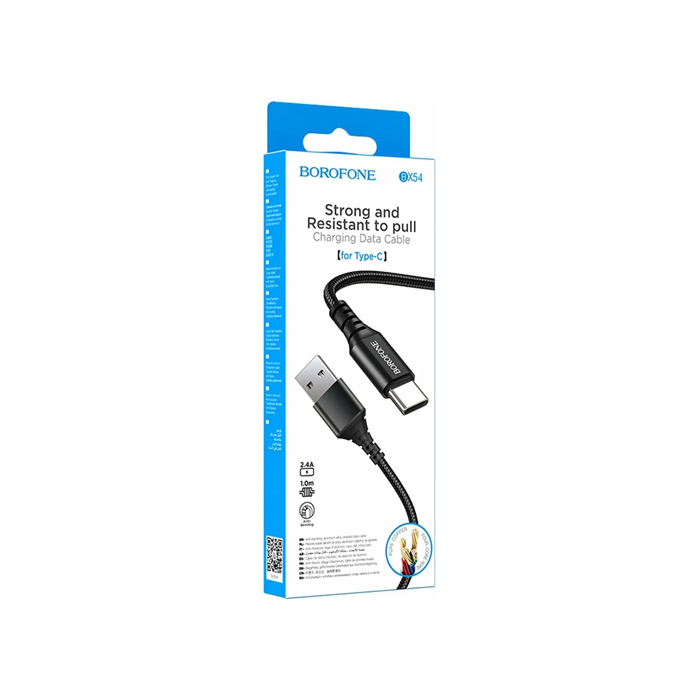 Кабель Borofone BX54 Ultra USB Type-C (1m), плетёный, чёрный