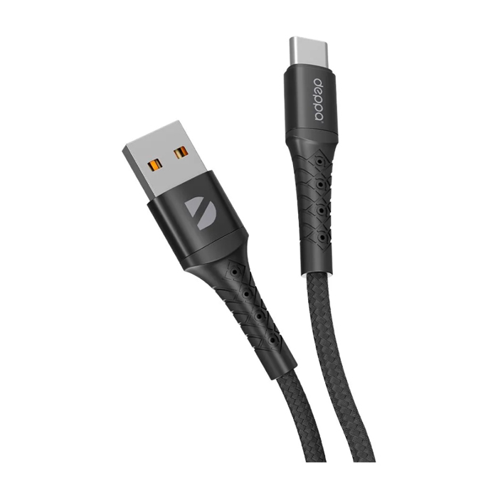 Кабель Deppa Armor Cable USB Type-C 2.4A (1m), нейлон, чёрный
