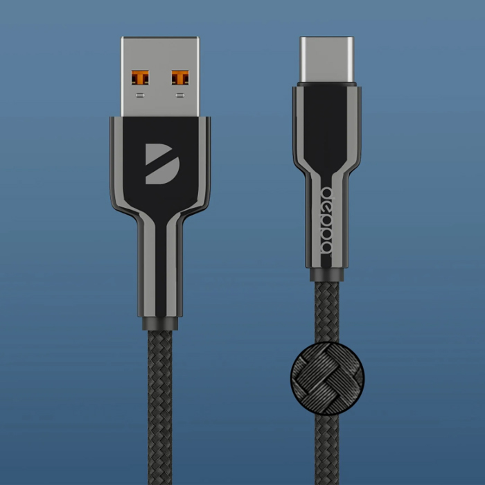Кабель Deppa Elite Cable USB Type-C 2.4A (1m), нейлон, чёрный