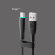 Кабель Deppa Fly Cable USB Type-C 3A LED (1m), нейлон, чёрный
