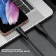Кабель Deppa Fly Cable USB Type-C 3A LED (1m), нейлон, чёрный