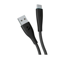 Кабель Deppa Fly Cable USB Type-C 3A LED (1m), нейлон, чёрный