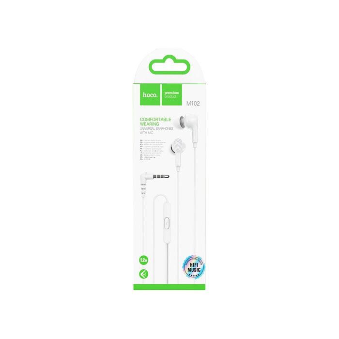 Наушники проводные HOCO M102 Ingenious 3.5mm Jack (1.2m), белые