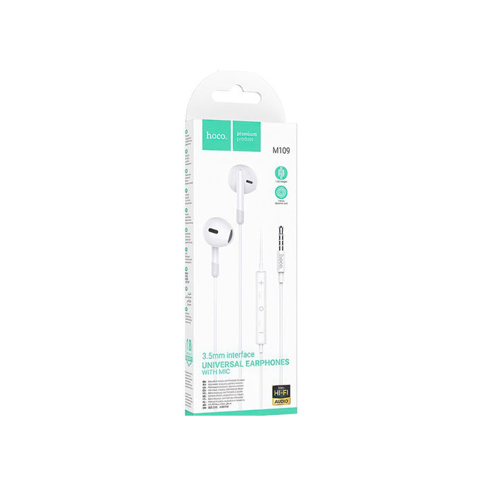 Наушники проводные HOCO M109 Pure 3.5mm Jack (1.2m), белые
