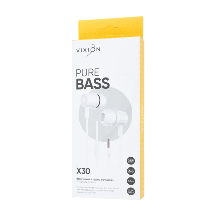 Наушники Vixion X30 3.5mm Jack (1.2m), белые