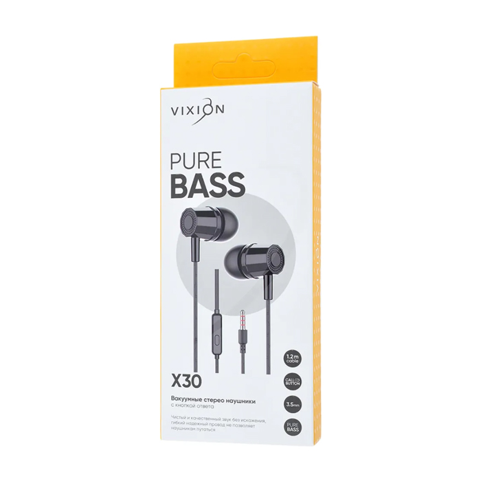 Наушники Vixion X30 3.5mm Jack (1.2m), чёрные 