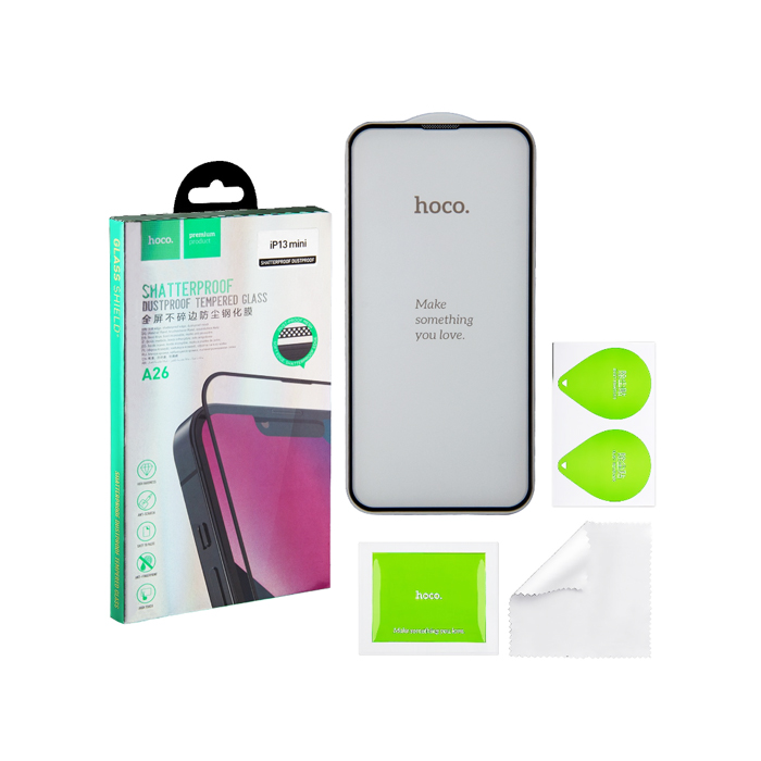 Защитное стекло HOCO A26 Shatterproof для iPhone 13 mini с сеточкой динамика