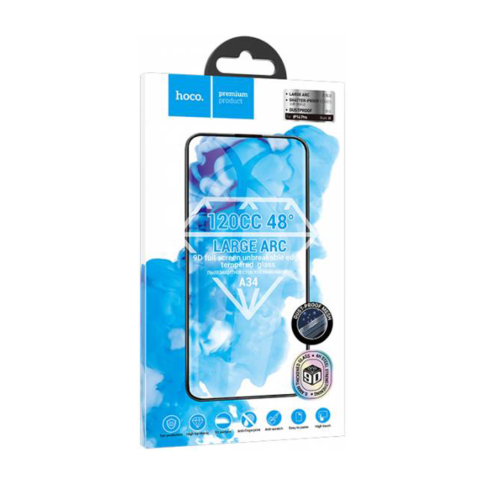 Защитное стекло HOCO A35 9D Large Arc Dustproof для iPhone 14 Pro, глянец