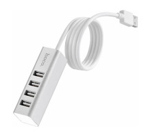 USB Хаб HOCO HB1 4xUSB 2.0 на USB (80 см), cеребро