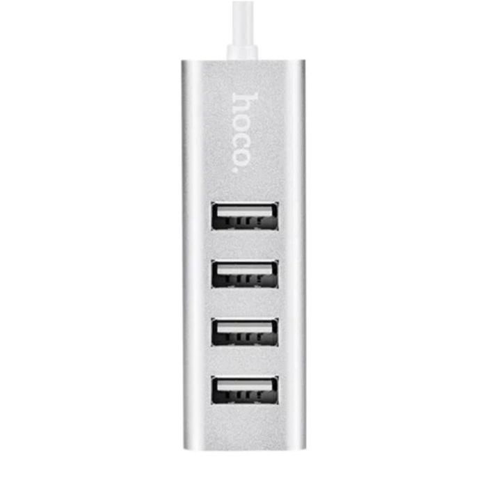 USB Хаб HOCO HB1 4xUSB 2.0 на USB (80 см), cеребро