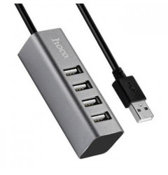 USB Хаб HOCO HB1 4xUSB 2.0 на USB (80 см), cерый