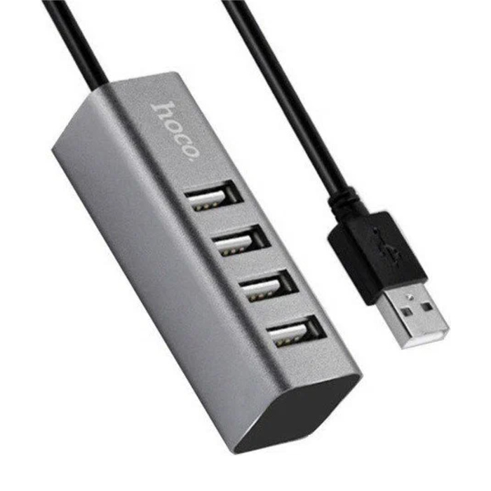 USB Хаб HOCO HB1 4xUSB 2.0 на USB (80 см), cерый
