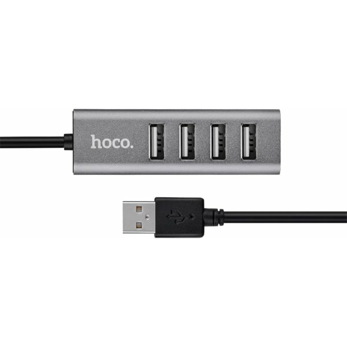 USB Хаб HOCO HB1 4xUSB 2.0 на USB (80 см), cерый