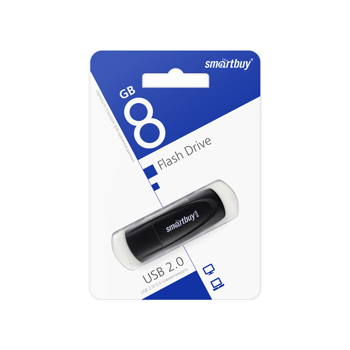 Флеш-накопитель Smartbuy Flash Drive 8GB USB 2.0, чёрный