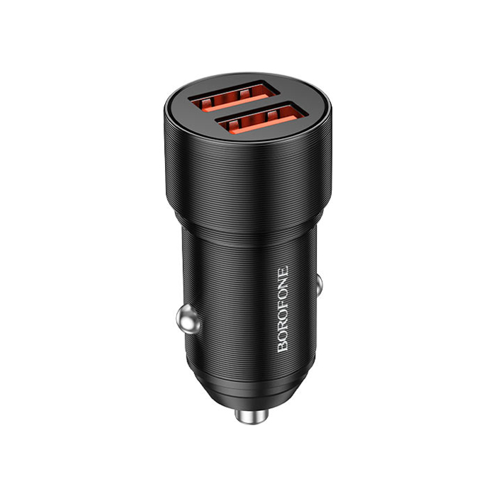 Автомобильное зарядное устройство Borofone BZ19 Metal Dual Port 2 USB-A, чёрный