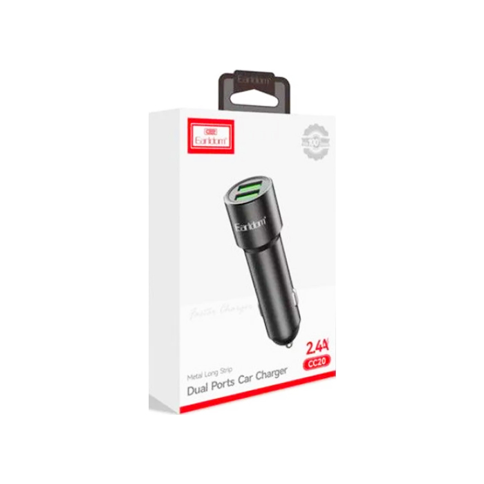 Автомобильное зарядное устройство Earldom CC20 2 USB-A 2.4A, черный