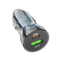 Автомобильное зарядное устройство HOCO Z47A Dual Port USB-C/USB-A PD30W, чёрное