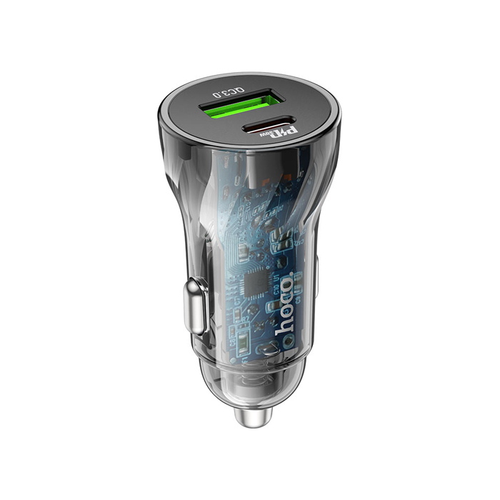 Автомобильное зарядное устройство HOCO Z47A Dual Port USB-C/USB-A PD30W, чёрное