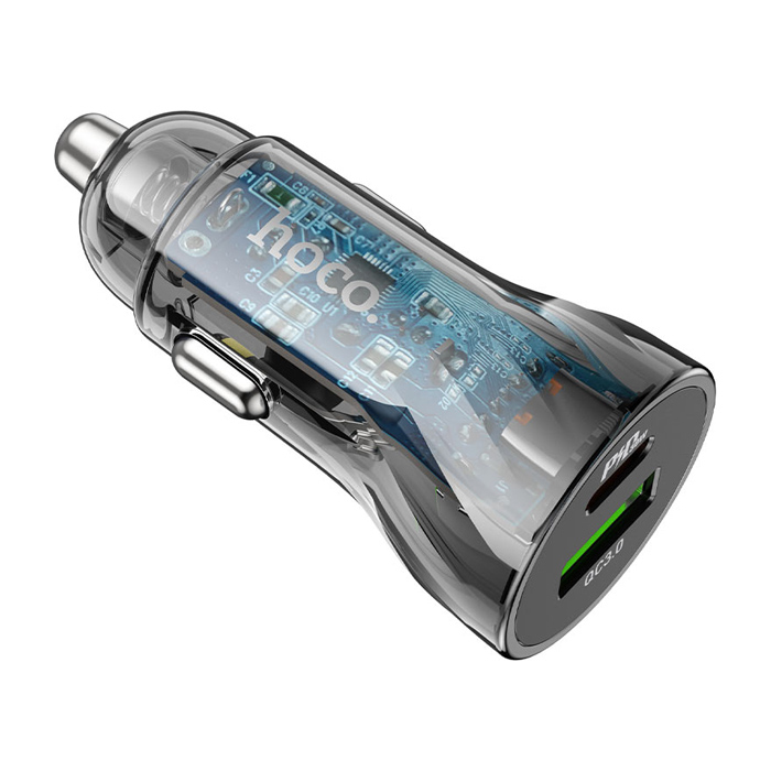 Автомобильное зарядное устройство HOCO Z47A Dual Port USB-C/USB-A PD30W, чёрное