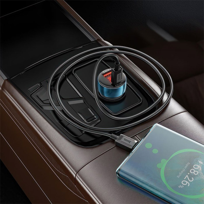 Автомобильное зарядное устройство HOCO Z50 Leader USB-A 18W - USB-C 30W QC3.0 (48W), чёрное
