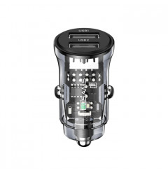 Автомобильное зарядное устройство USAMS C31 2 USB-A 30W (3A), прозрачно-чёрное