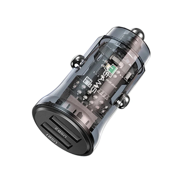 Автомобильное зарядное устройство USAMS C31 2 USB-A 30W (3A), прозрачно-чёрное