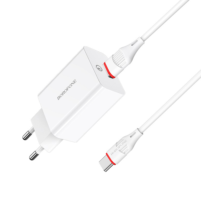 Сетевое зарядное устройство Borofone BA21A USB-A 18W + кабель Type-C, белое