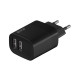 Сетевое зарядное устройство Axxa 2 USB-A (2.4A) 12W + кабель USB Lightning, чёрное