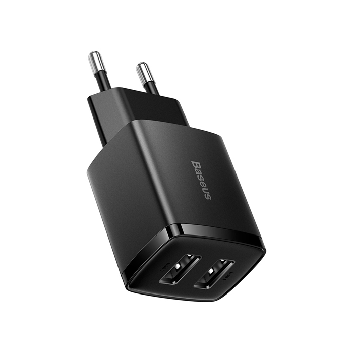 Сетевое зарядное устройство Baseus Compact Charger 2USB 10.5W, чёрное