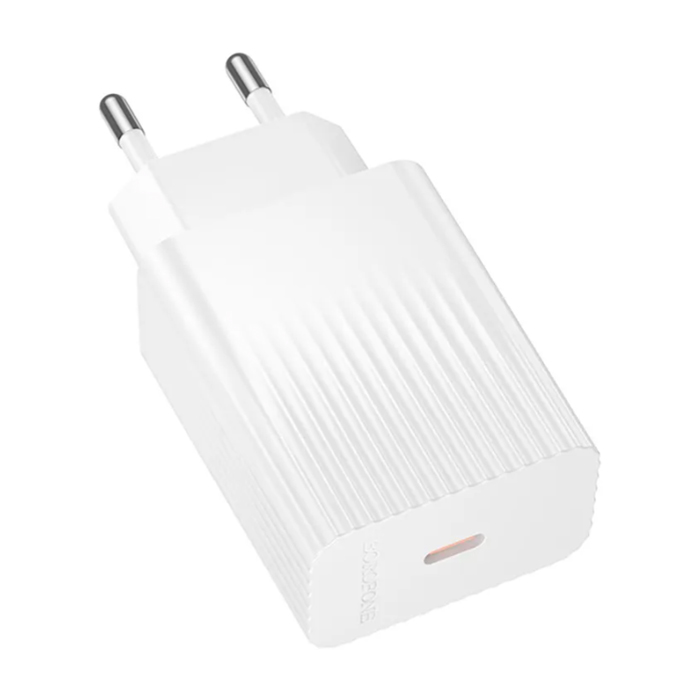 Cетевое зарядное устройство Borofone BAS75A USB-C 30W + кабель Type-C - Lightning, белое