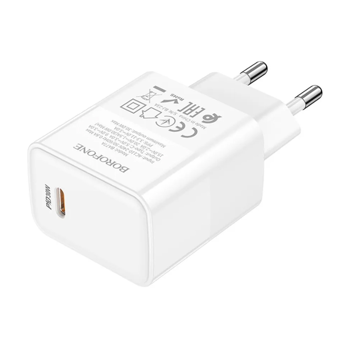 Сетевое зарядное устройство Borofone BA77A USB-C PD 30W, белое
