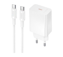 Сетевое зарядное устройство Borofone BAS75A USB-C 30W + кабель Type-C, белое