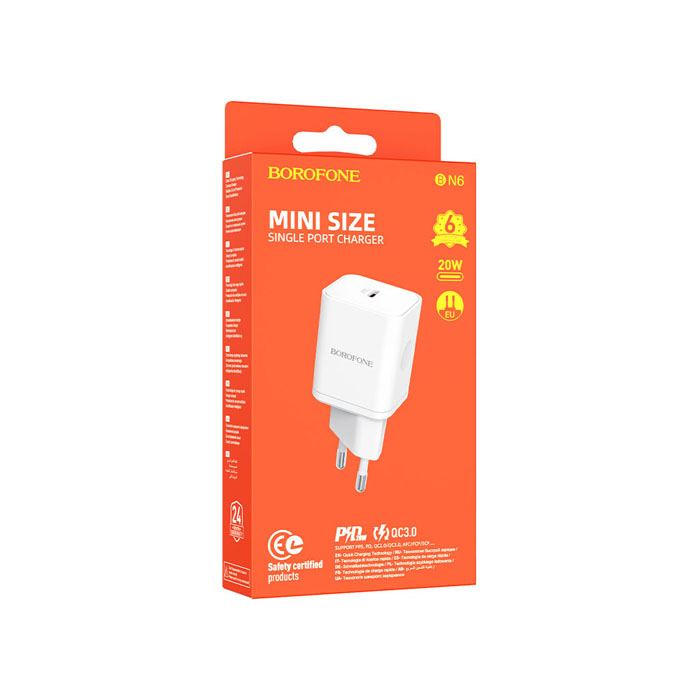 Сетевое зарядное устройство Borofone BN6 Field PD20W USB-C, белое