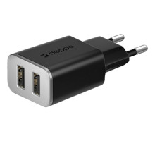 Сетевое зарядное устройство Deppa Wall Charger 2 USB-A (2.4A), чёрное