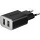 Сетевое зарядное устройство Deppa Wall Charger 2 USB-A (2.4A), чёрное