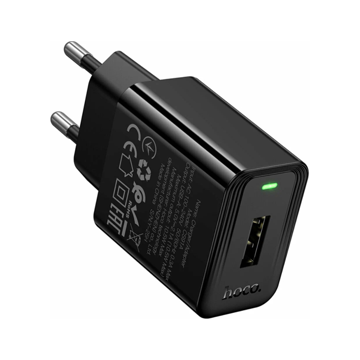 Сетевое зарядное устройство HOCO CS91A Leader USB-A (2.1A) 10.5W, чёрное