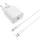 Сетевое зарядное устройство HOCO C76A Plus USB-C PD20W + кабель Type-C Lightning, белое