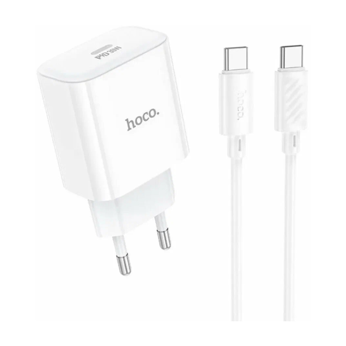 Сетевое зарядное устройство HOCO C76A Pro USB-C PD30W + кабель Type-C Type-C, белое