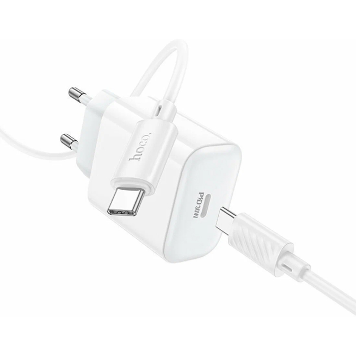 Сетевое зарядное устройство HOCO C76A Pro USB-C PD30W + кабель Type-C Type-C, белое
