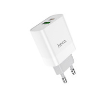 Сетевое зарядное устройство HOCO C80A Rapido PD & QC3.0 USB-A и USB-C (20W), белое