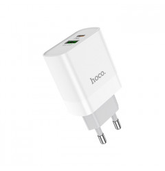 Сетевое зарядное устройство HOCO C80A Rapido PD & QC3.0 USB-A и USB-C (20W), белое