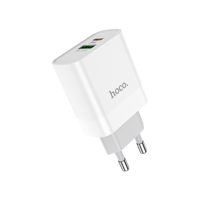 Сетевое зарядное устройство HOCO C80A Rapido PD & QC3.0 USB-A и USB-C (20W), белое