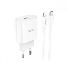 Сетевое зарядное устройство HOCO C94A Metro USB-C PD20W + кабель Type-C Lightning, белое
