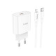 Сетевое зарядное устройство HOCO C94A Metro USB-C PD20W + кабель Type-C Lightning, белое