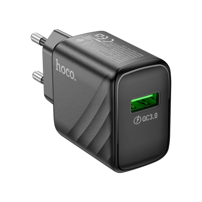 Сетевое зарядное устройство HOCO CS21A USB-A (3A) 18W QC3.0, чёрное