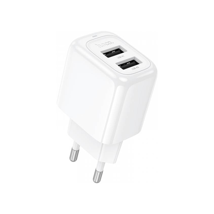 Сетевое зарядное устройство HOCO CS51A 2 USB-A (2.4A) 12W, белое