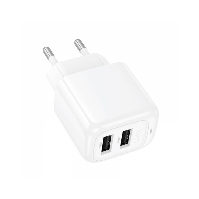 Сетевое зарядное устройство HOCO CS51A 2 USB-A (2.4A) 12W, белое