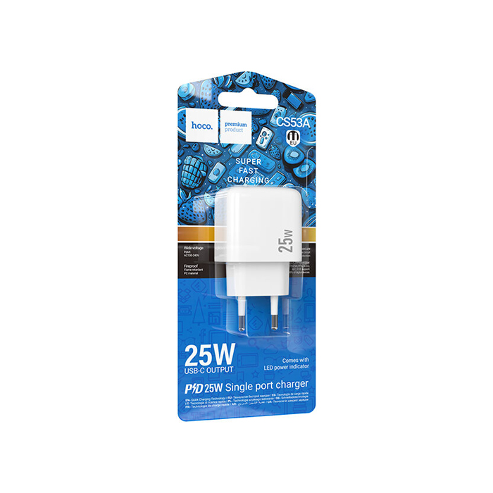 Сетевое зарядное устройство HOCO CS53A USB-C PD25W, белое