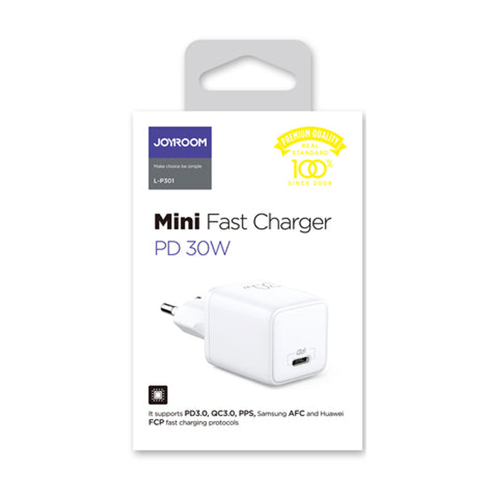 Сетевое зарядное устройство Joyroom Mini USB-C PD 30 Вт, белое