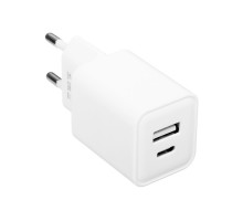 Сетевое зарядное устройство VLP G-Charge USB-C + USB-A PD 30W GaN, белое